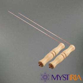 Baguette de sourcier avec poignée bois et tige en cuivre pour radiesthésie