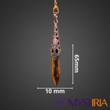 Pendule Bâton Œil de Tigre, pendule divinatoire pour purifier l’environnement, affiner les recherches radiesthésiques et protéger l’aura.