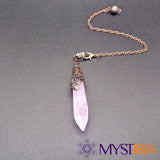 Pendule Bâton Quartz Rose, amplificateur vibratoire puissant pour calmer l’esprit, apaiser les tensions et favoriser la confiance en soi.