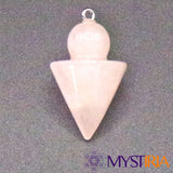 Pendule Cône Quartz Rose, radiesthésie pour guérison du cœur