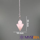 Pendule Cône Quartz Rose pour séance de radiesthésie, 35mm x 18 mm
