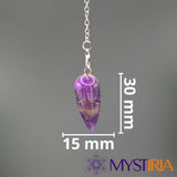 Dimensions pendule améthyste : 30 mm x 15 mm – pierre naturelle goutte d’eau