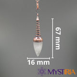 Dimensions du pendule en cristal de roche : 67 mm x 16 mm