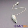 Pendule goutte d'eau en labradorite avec chaîne argentée pour radiesthésie