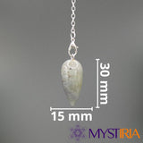 Dimensions pendule goutte d'eau en labradorite 30 mm par 15 mm