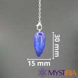 Dimensions du pendule en Lapis Lazuli – 30 mm x 15 mm en forme de goutte d'eau
