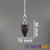 Dimensions du pendule goutte d'eau en Obsidienne Noire – 30 mm x 15 mm