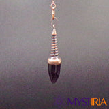 Pendule vertical en obsidienne noire - spirale en laiton