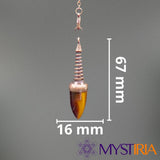 Dimensions pendule œil de tigre : 67 mm x 16 mm - Mystiria