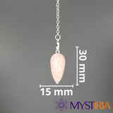 Dimensions du pendule en Quartz Rose – 30 mm x 15 mm
