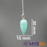 Dimensions du pendule goutte d'eau en Turquoise – 30 mm x 15 mm