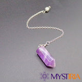 Pendule divinatoire améthyste avec chaîne argentée Mystiria