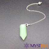 Pendule divinatoire aventurine verte avec chaîne argentée Mystiria