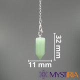 Dimensions pendule hexagonal aventurine verte – 32 mm x 11 mm – Mystiria