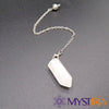 Pendule de radiesthésie en cristal de roche naturel avec chaîne argentée Mystiria