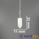 Dimensions du pendule hexagonal en cristal de roche 32 mm x 11 mm - Mystiria