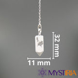 Dimensions du pendule hexagonal en howlite 32 mm x 11 mm Mystiria