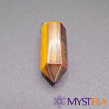 Pendule hexagonal en Œil de Tigre brut vu de face - Mystiria