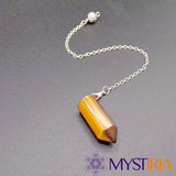 Pendule divinatoire Œil de Tigre avec chaîne argentée - Mystiria