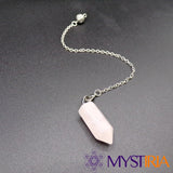 Pendule de radiesthésie Quartz Rose avec chaîne argentée - Mystiria