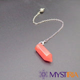 Pendule de radiesthésie en cristal de pastèque avec chaîne argentée Mystiria