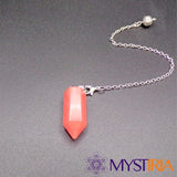 Pendule divinatoire hexagonal en tourmaline pastèque pour chakra du cœur