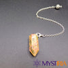 Pierre naturelle Unakite taillée en pendule hexagonal Mystiria