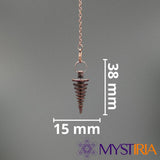 Dimensions pendule métal anneaux cuivre – 35 mm x 15 mm – Mystiria
