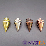 Pendule métal cône en cuivre vu de face - Mystiria