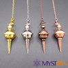 Vue rapprochée pendules pointe divinatoires en métal – Mystiria