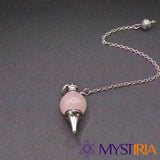 Pendule pierre semi-précieuse Quartz Rose pour purification et vibrations d’amour