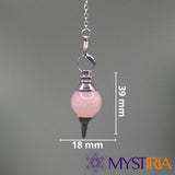 Pendule de radiesthésie Quartz Rose pour sérénité affective 39mmx18mm