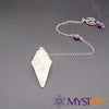 Vue latérale du pendule cristal de roche Mystiria – soins énergétiques
