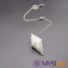 Pendule labradorite avec chaîne pentagramme de protection et perles violettes – Mystiria