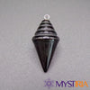 Pendule divinatoire en obsidienne noire – Forme Stupa conique vue de face