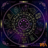 Tapis de Tarot Zodiaque, outil spirituel pour aligner votre intuition avec les vibrations des astres et optimiser vos séances de cartomancie.